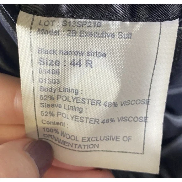 Jos A Bank Suit 44R 44 Regular Black Stripe Pinstripe 2B Executive Suit Corpcore